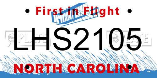 LHS2105 North Carolina License Plate