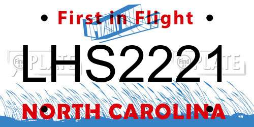 LHS2221 North Carolina License Plate