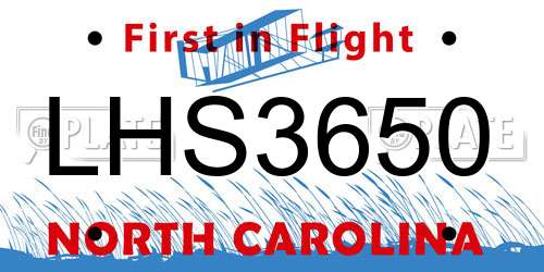 LHS3650 North Carolina License Plate