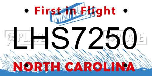 LHS7250 North Carolina License Plate