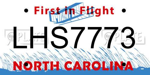 LHS7773 North Carolina License Plate