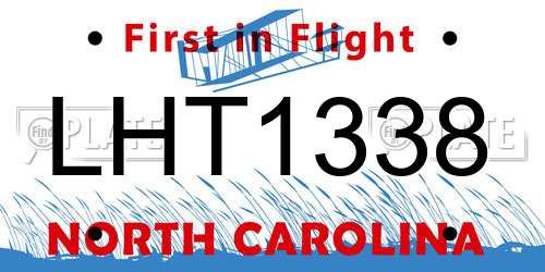LHT1338 North Carolina License Plate
