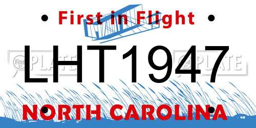 LHT1947 North Carolina License Plate