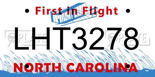 LHT3278 North Carolina License Plate