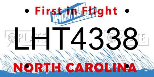 LHT4338 North Carolina License Plate