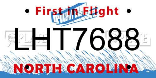 LHT7688 North Carolina License Plate