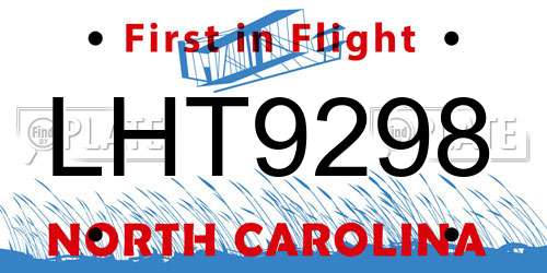 LHT9298 North Carolina License Plate