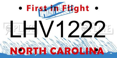 LHV1222 North Carolina License Plate