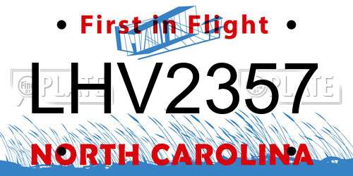 LHV2357 North Carolina License Plate