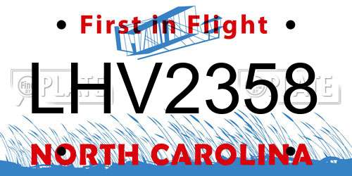 LHV2358 North Carolina License Plate