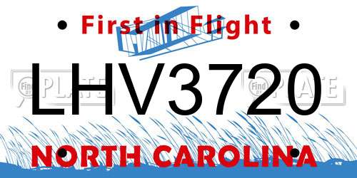 LHV3720 North Carolina License Plate