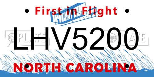 LHV5200 North Carolina License Plate
