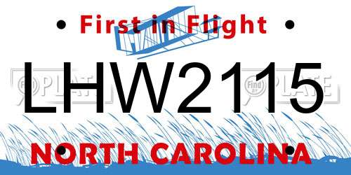 LHW2115 North Carolina License Plate