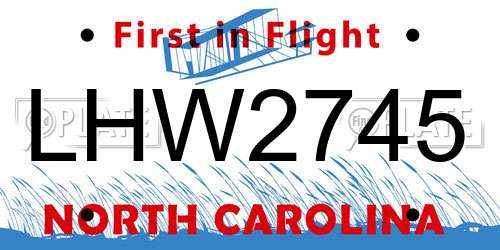LHW2745 North Carolina License Plate