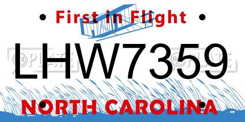 LHW7359 North Carolina License Plate
