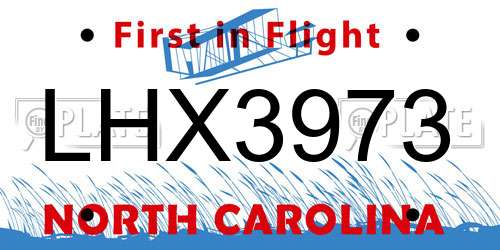 LHX3973 North Carolina License Plate