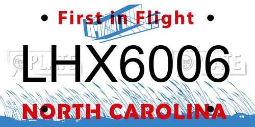 LHX6006 North Carolina License Plate