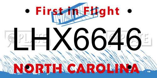 LHX6646 North Carolina License Plate