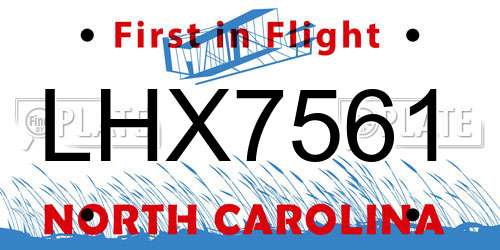LHX7561 North Carolina License Plate