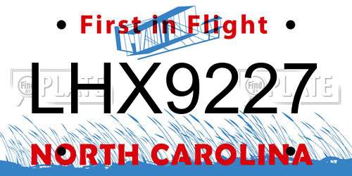 LHX9227 North Carolina License Plate