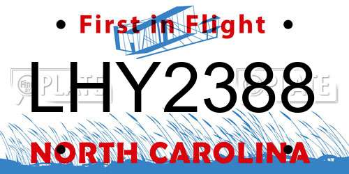 LHY2388 North Carolina License Plate