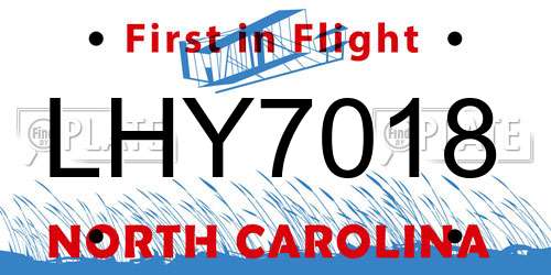 LHY7018 North Carolina License Plate
