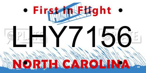 LHY7156 North Carolina License Plate