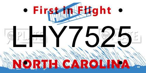 LHY7525 North Carolina License Plate