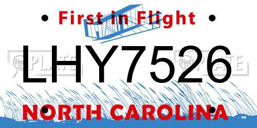 LHY7526 North Carolina License Plate