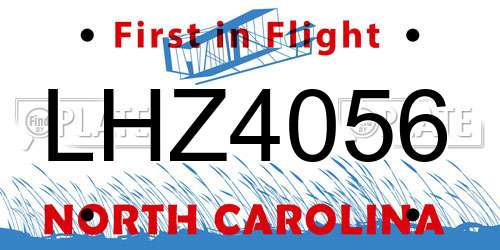 LHZ4056 North Carolina License Plate