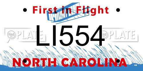 LI554 North Carolina License Plate