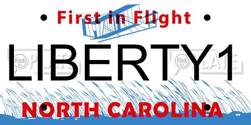 LIBERTY1 North Carolina License Plate
