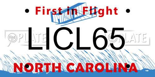 LICL65 North Carolina License Plate