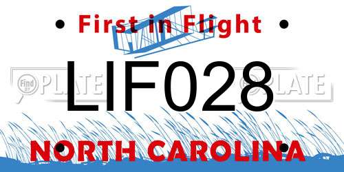 LIF028 North Carolina License Plate