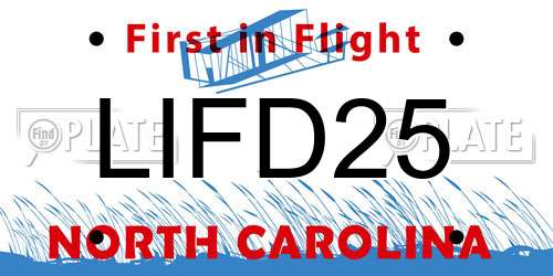 LIFD25 North Carolina License Plate