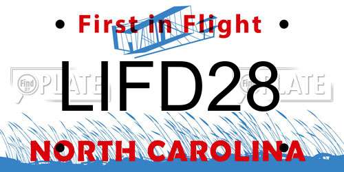 LIFD28 North Carolina License Plate