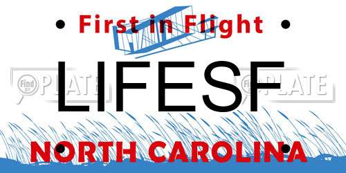 LIFESF North Carolina License Plate
