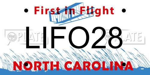 LIFO28 North Carolina License Plate
