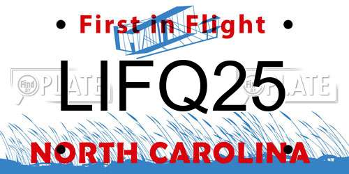 LIFQ25 North Carolina License Plate