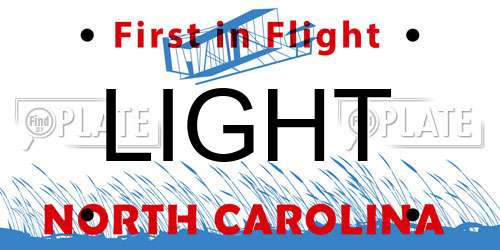 LIGHT North Carolina License Plate