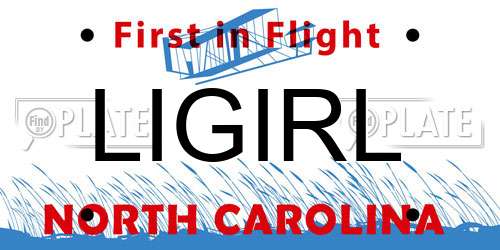 LIGIRL North Carolina License Plate