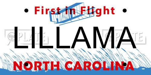 LILLAMA North Carolina License Plate