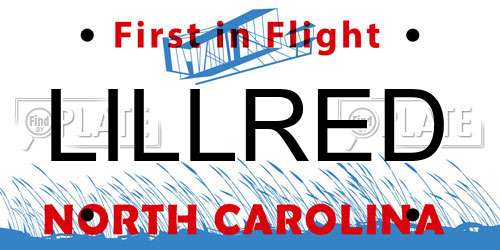 LILLRED North Carolina License Plate