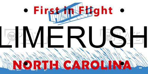 LIMERUSH North Carolina License Plate