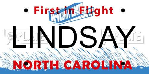 LINDSAY North Carolina License Plate