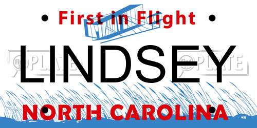 LINDSEY North Carolina License Plate