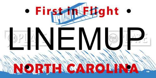 LINEMUP North Carolina License Plate