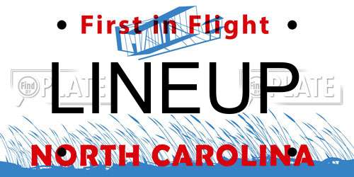 LINEUP North Carolina License Plate