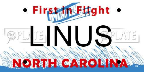 LINUS North Carolina License Plate