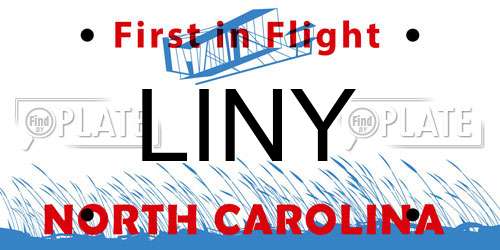 LINY North Carolina License Plate
